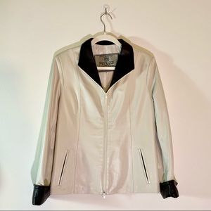 COPY - Peruzzi Vera Pelle Cream & Black Leather Blazer Jacket, Women’s size EUR…